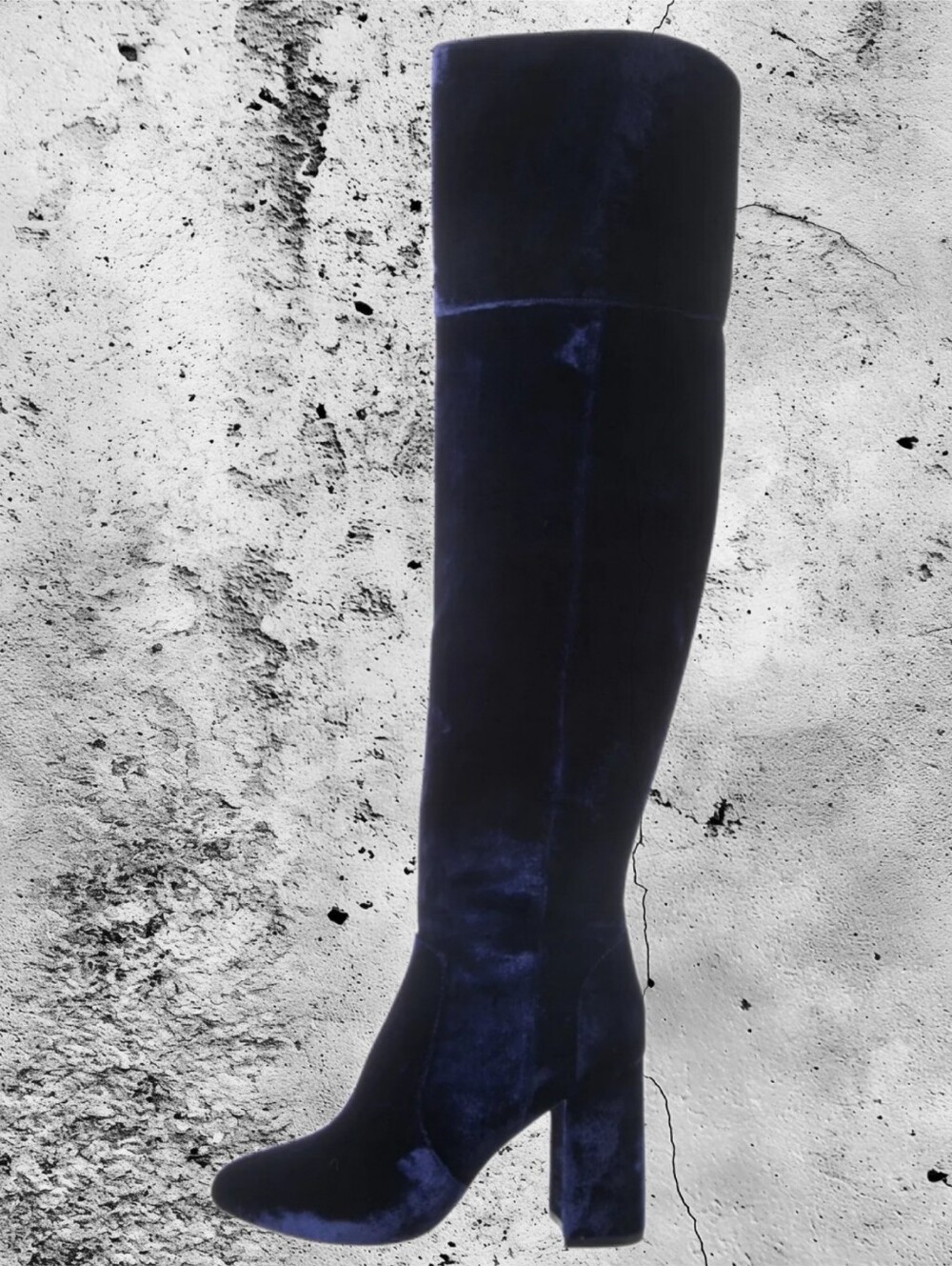 JOIE Lalana Velvet Over-the-Knee Boots in Rich Navy Blue Colorway